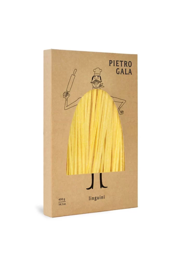 Pasta Pietro Gala Yellow Black Illustration Chef