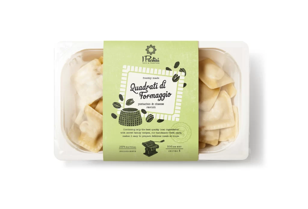 Pasta Quadrati Di Formaggio Green White Traditional Handcrafted