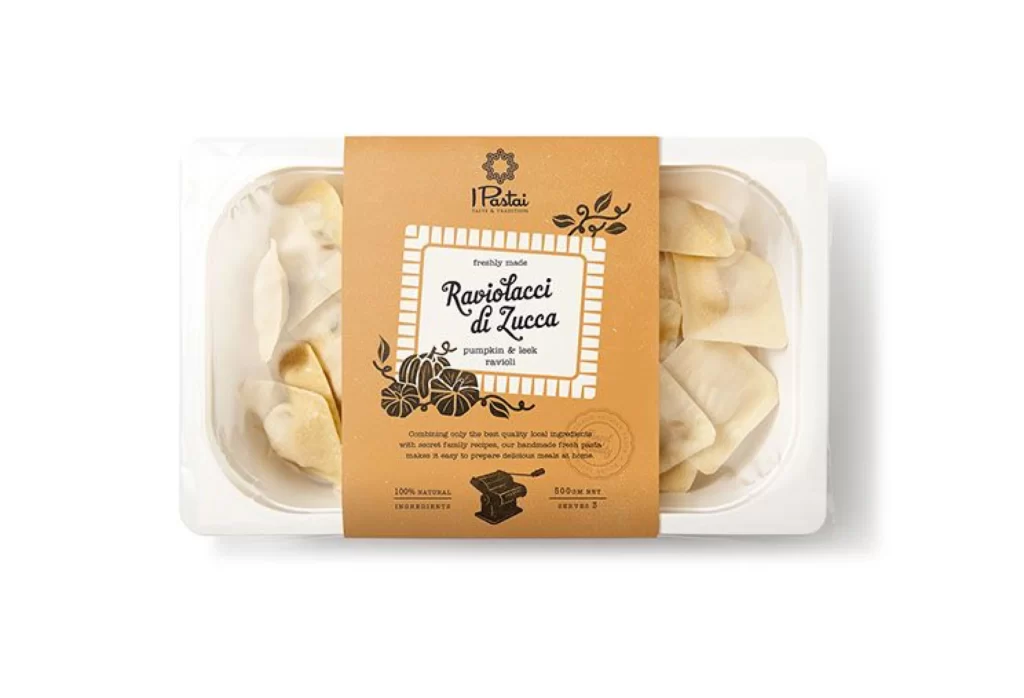 Pasta Ravioli Pumpkin Leek Brown White Handmade