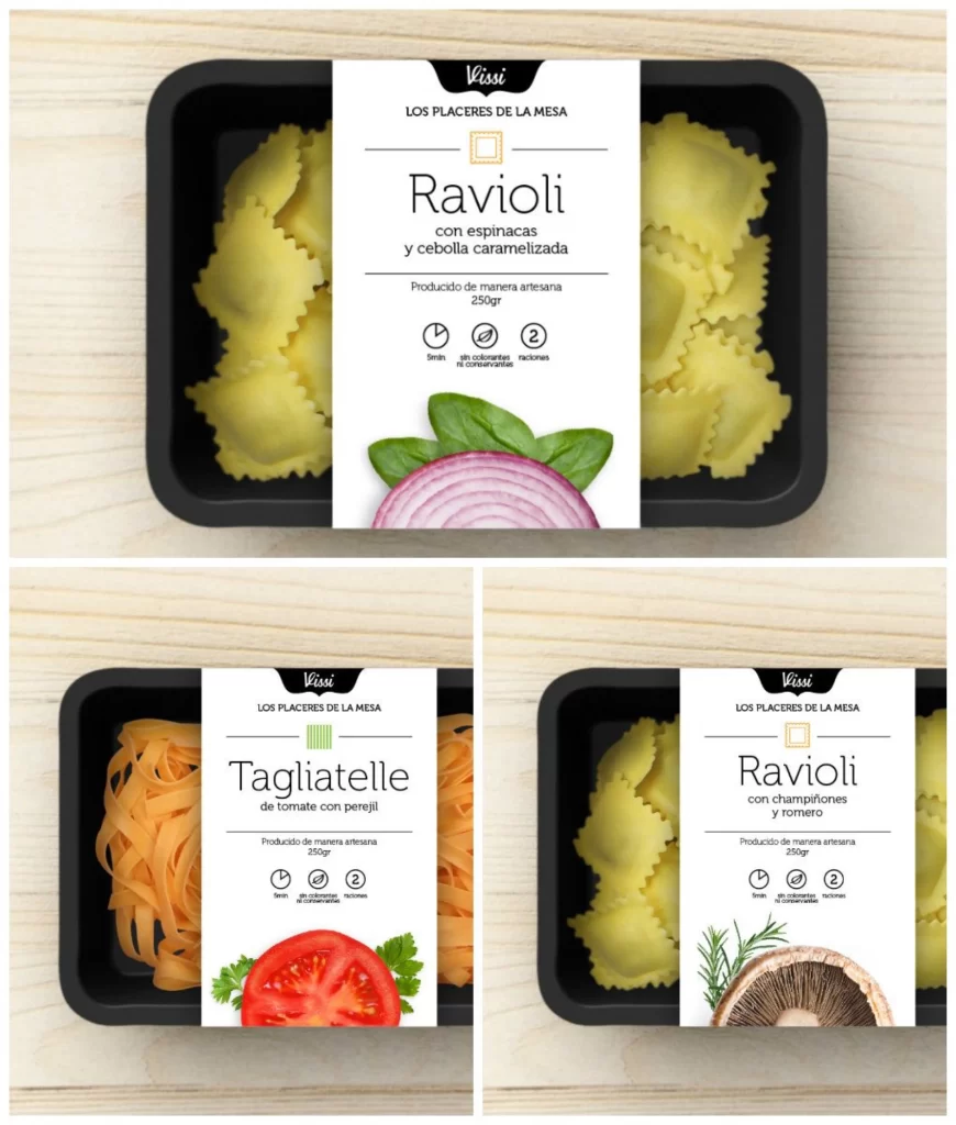 Pasta Ravioli Tagliatelle Black White Red Yellow