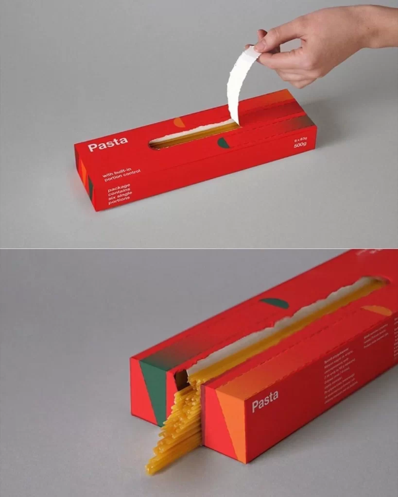 Pasta Red Packaging Modern Design Portion Control