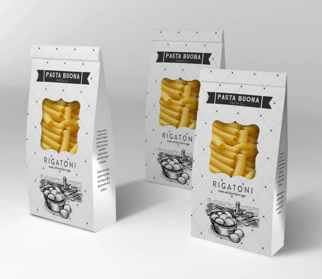 Pasta Rigatoni Buona White Black Yellow