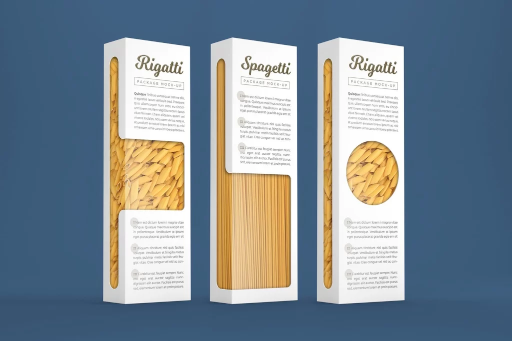 Pasta Rigatoni Spaghetti White Yellow Mock-up