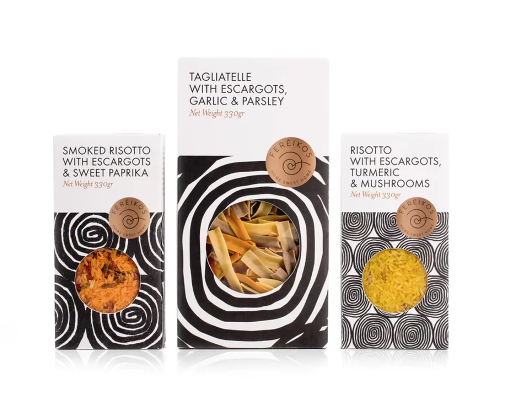 Pasta Risotto Escargots Garlic Parsley Black White Modern