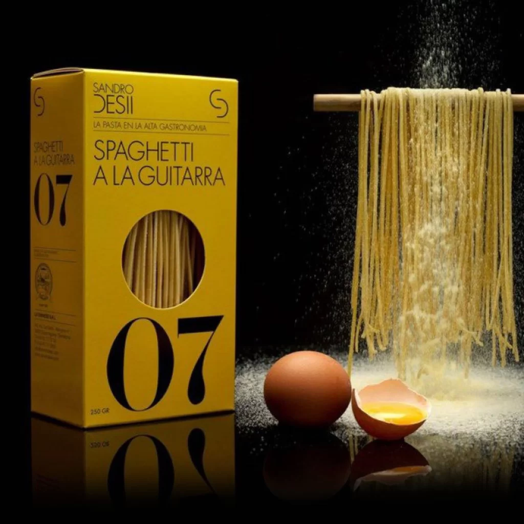 Pasta Spaghetti Guitarra Yellow Black Minimalist