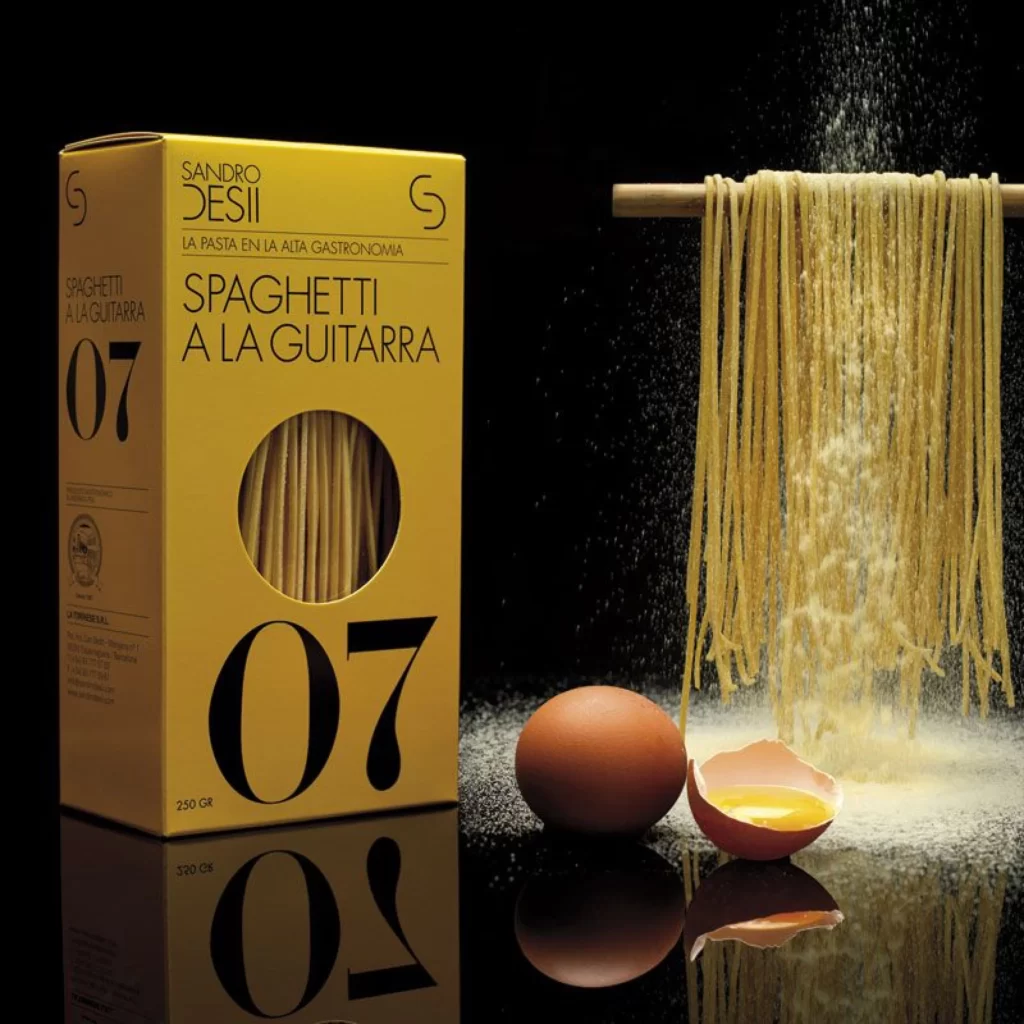 Pasta Spaghetti Guitarra Yellow Black Minimalistic