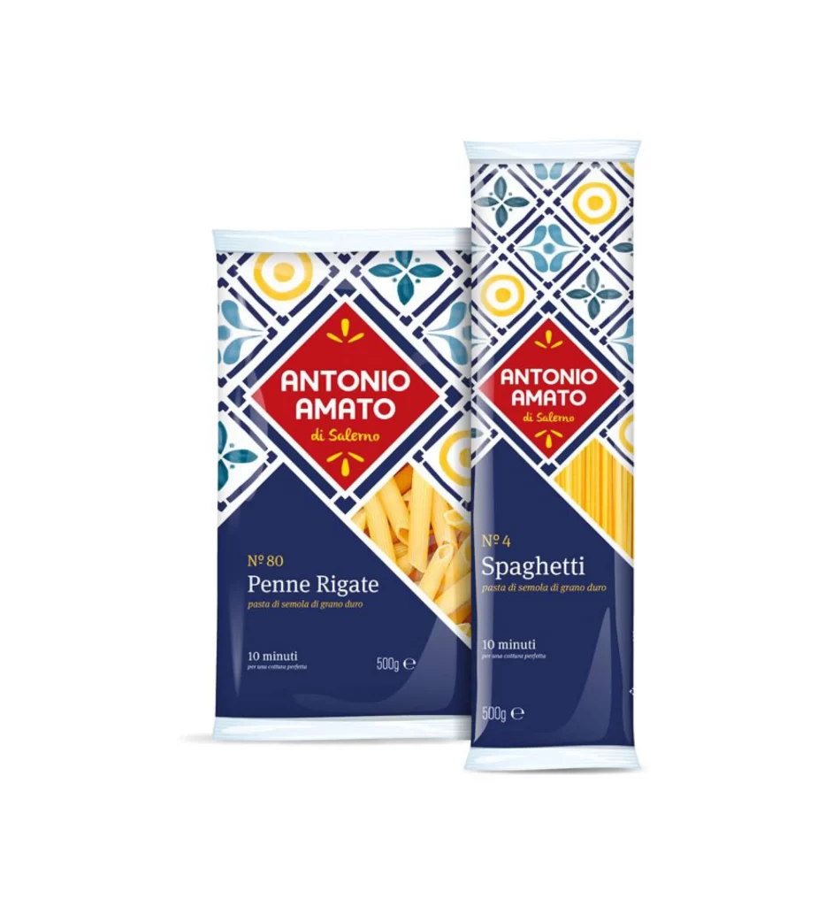 Pasta Spaghetti Penne Rigate Antonio Amato Blue Red Yellow Modern
