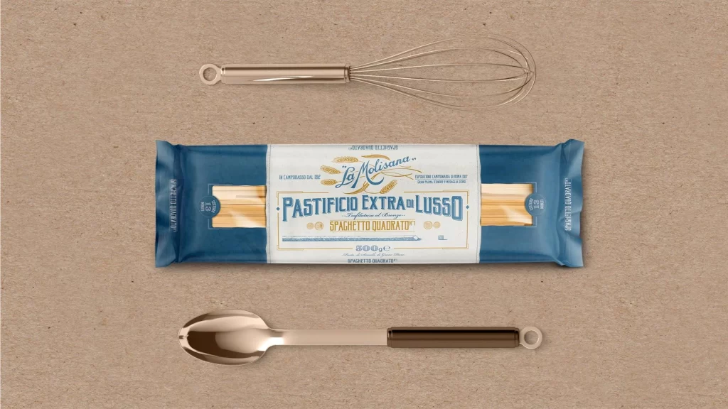 Pasta Spaghetti Quadrato Blue White Vintage