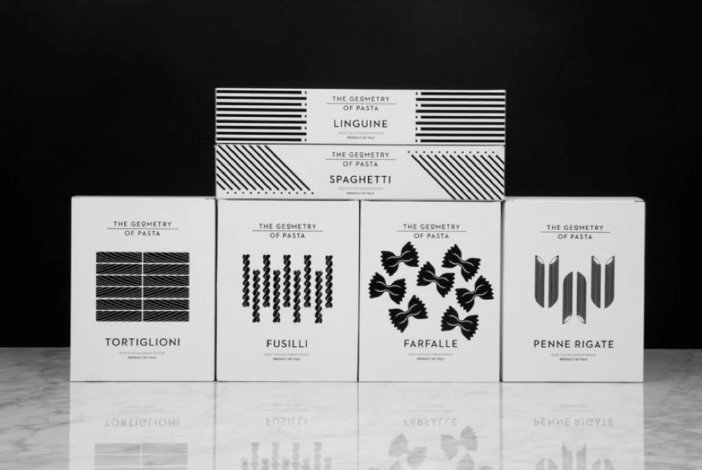 Pasta The Geometry Of Pasta Black And White Minimalist Typography