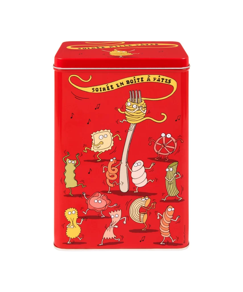 Pasta Tin Red Yellow Playful Cartoon