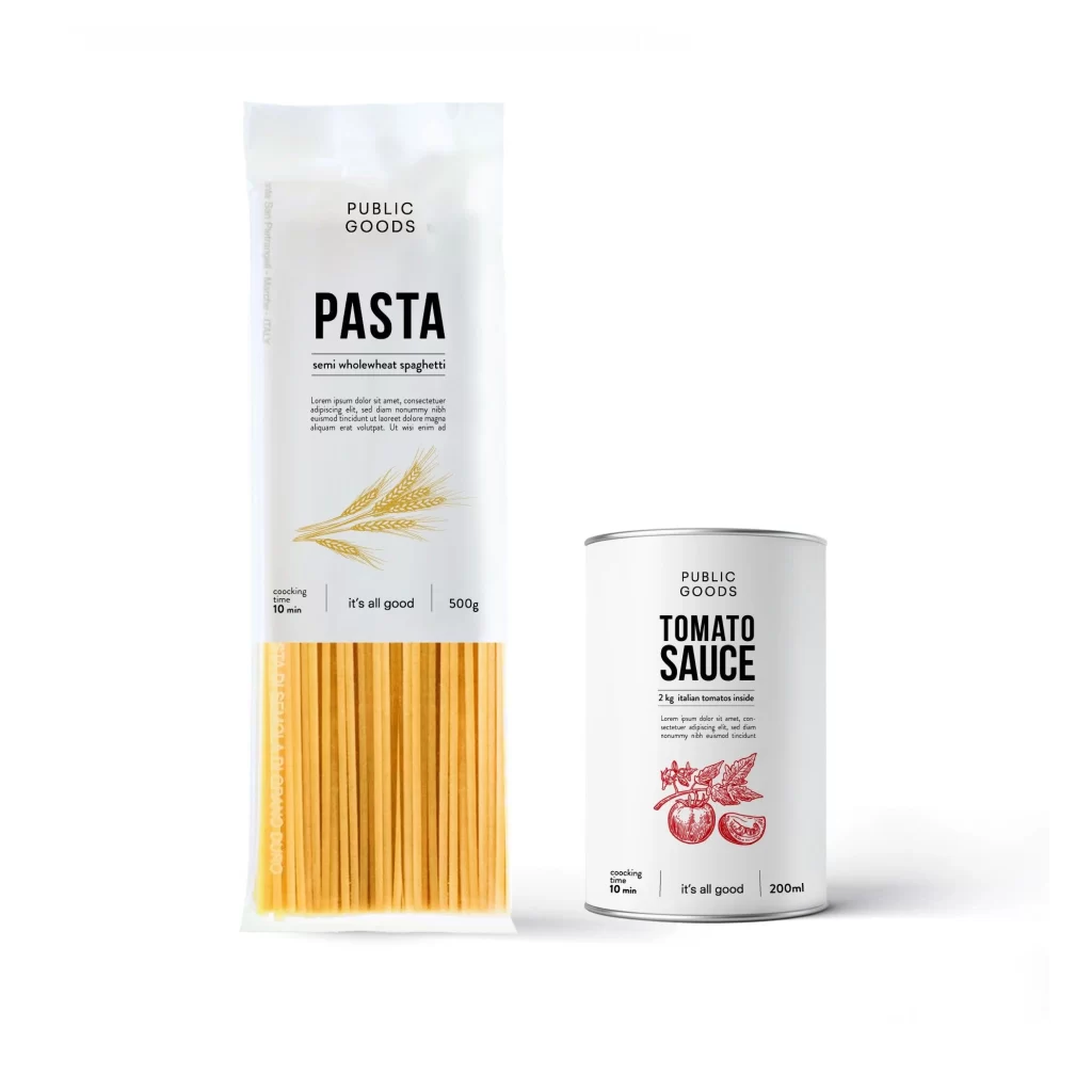 Pasta Tomato Sauce Public Goods White Red Black