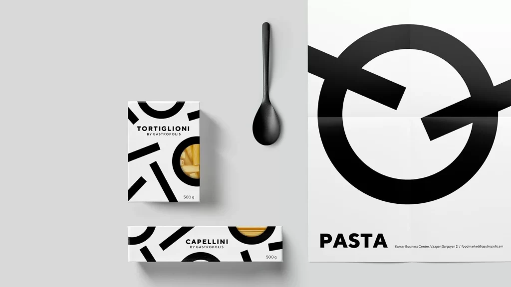 Pasta Tortiglioni Capellini Black White Minimalist