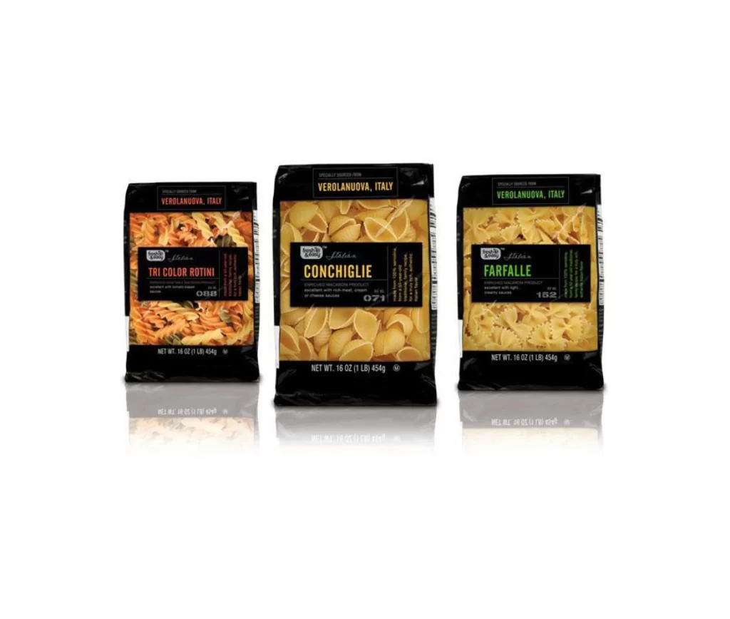 Pasta Tri Color Rotini Conchiglie Farfalle Black Yellow Orange Green