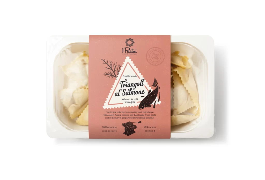 Pasta Triangoli Salmon Dill Salmon Pink White Handmade