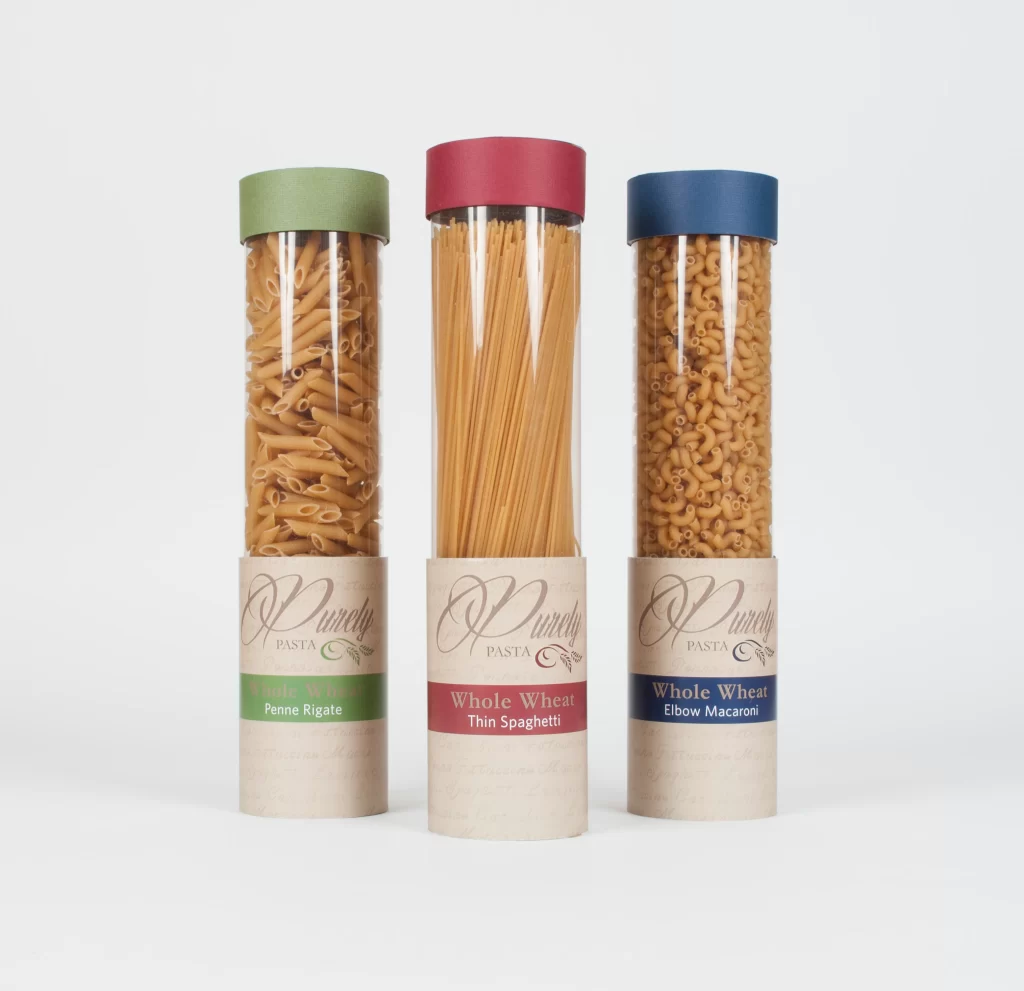 Pasta Whole Wheat Packaging Tubes Green Red Blue