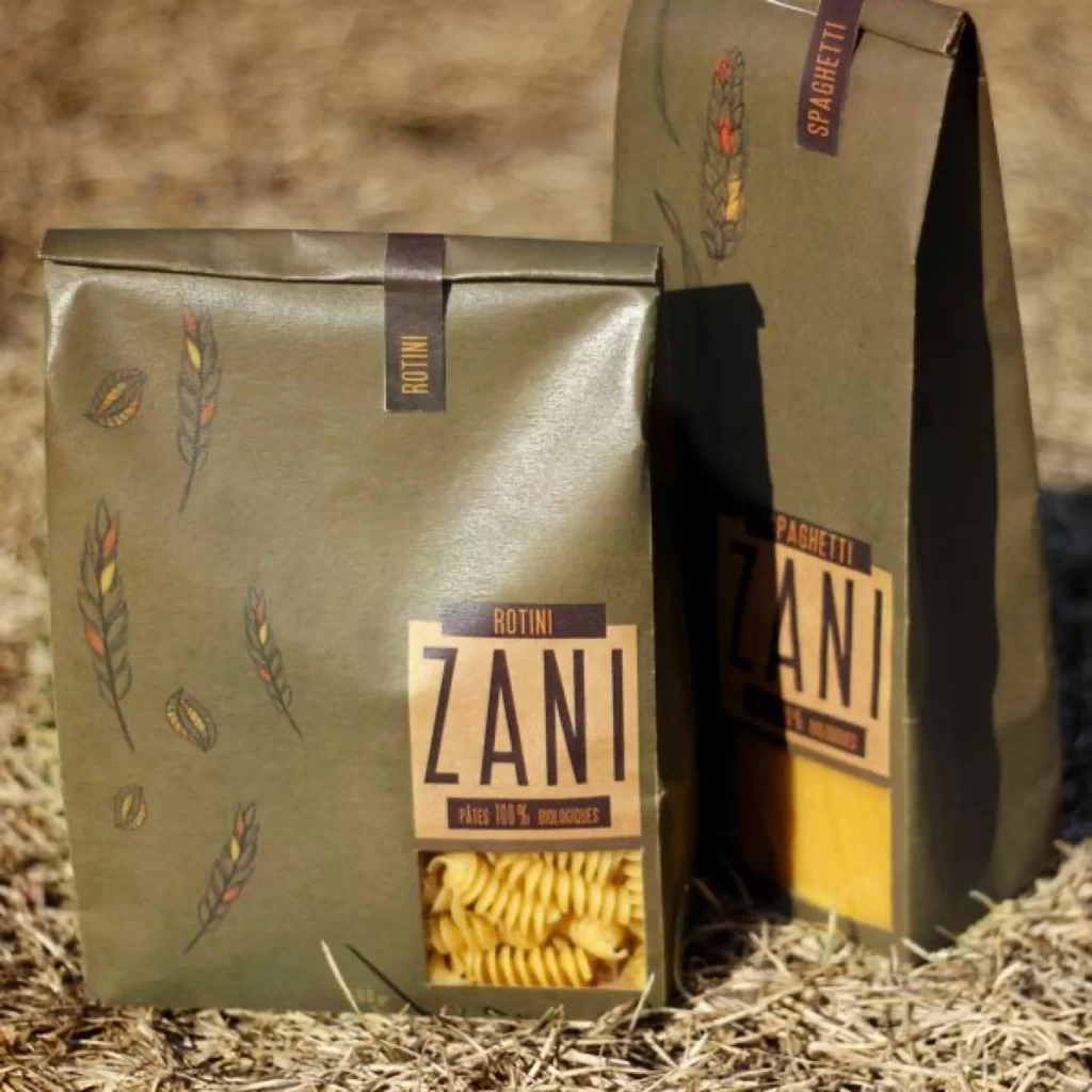 Pasta Zani Olive Green Wheat Design