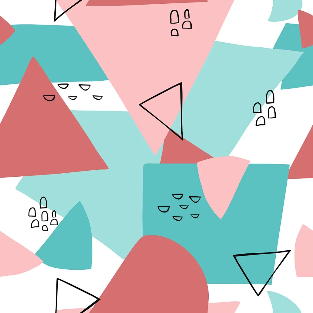 Pastel Geometric Triangles with Smiling Faces