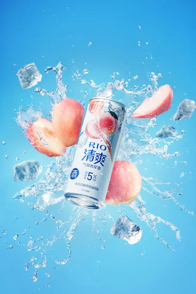 Peach Beverage Can Ice Splash
