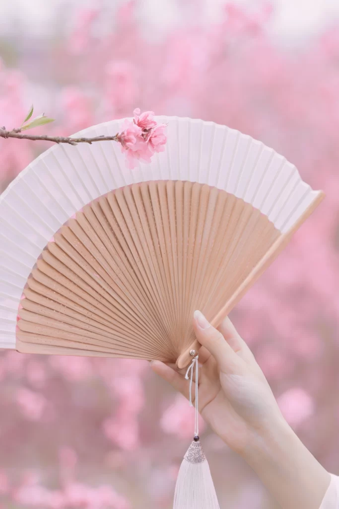 Peach Blossom Pink White Fan Spring