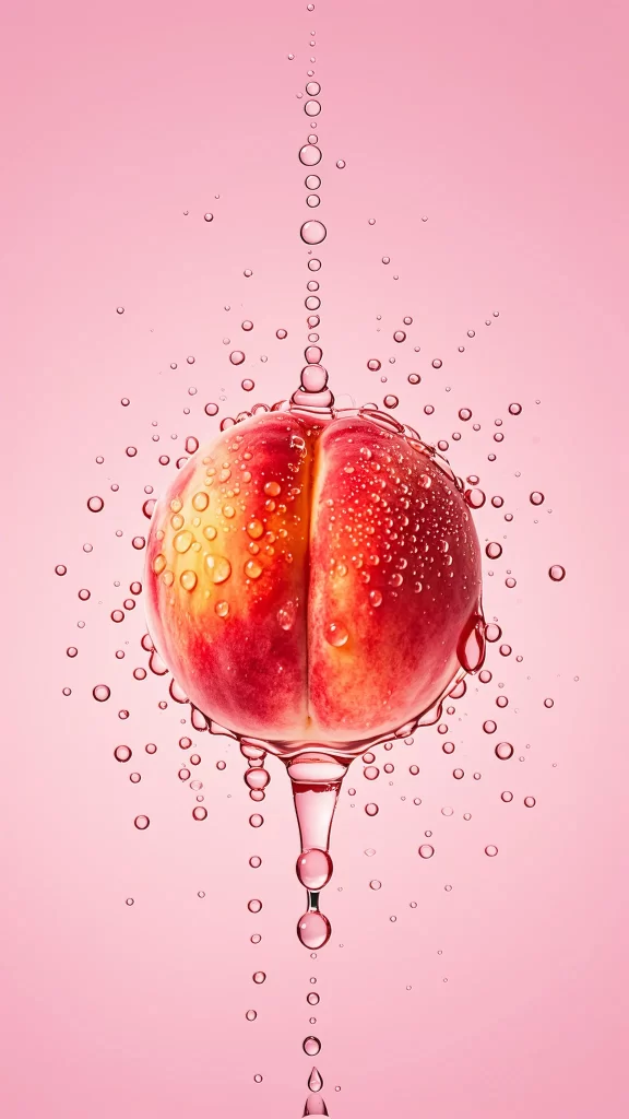 Peach Waterdrops Pink Background Artistic Photography