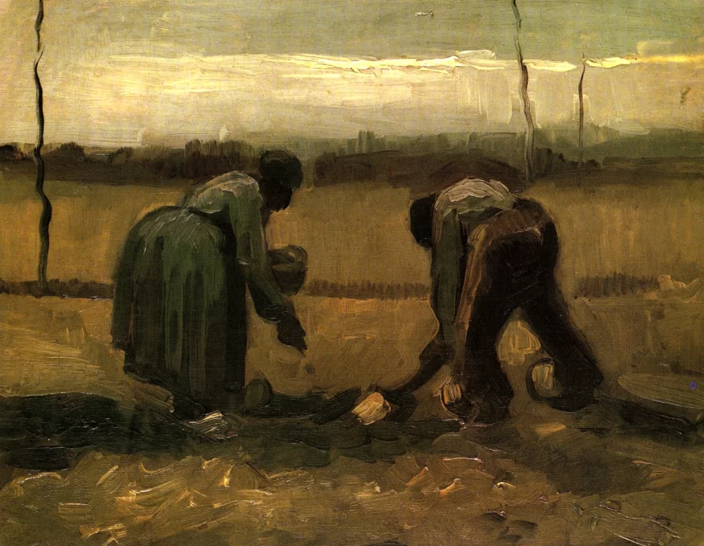Peasant Man and Woman Planting Potatoes Van Gogh