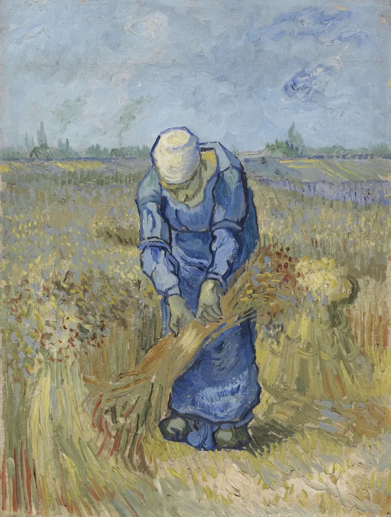 Peasant Woman Binding Sheaves Van Gogh