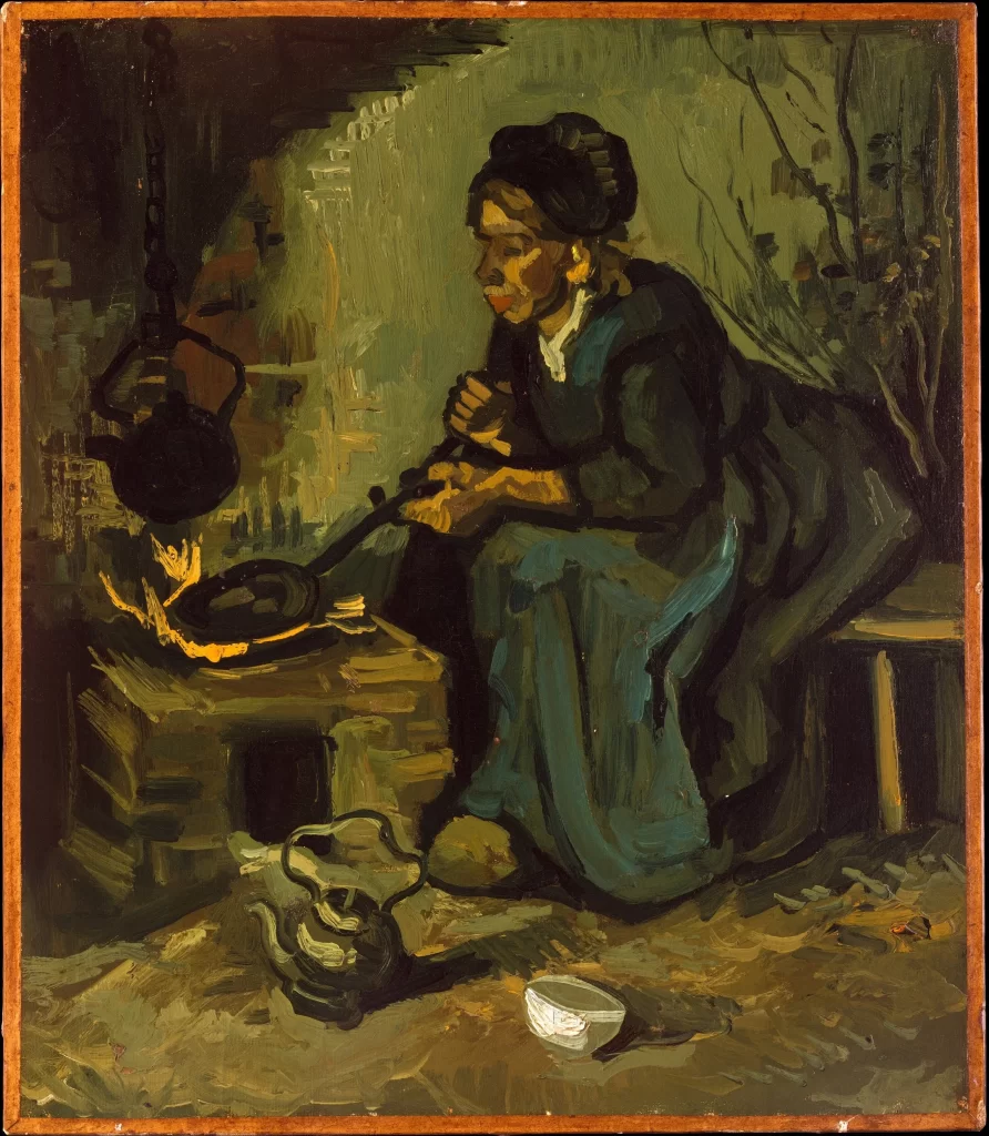 Peasant Woman Cooking by a Fireplace Van Gogh