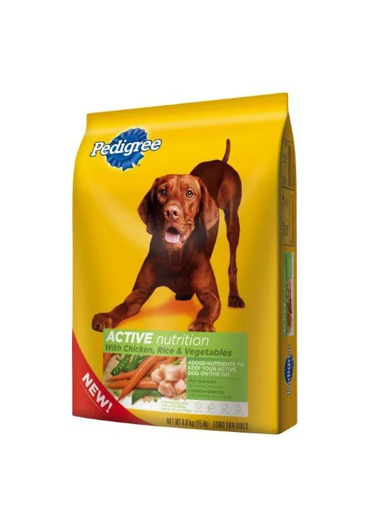 Pedigree Dog Food Chicken Rice Vegetables Yellow Packaging Dog Illustration