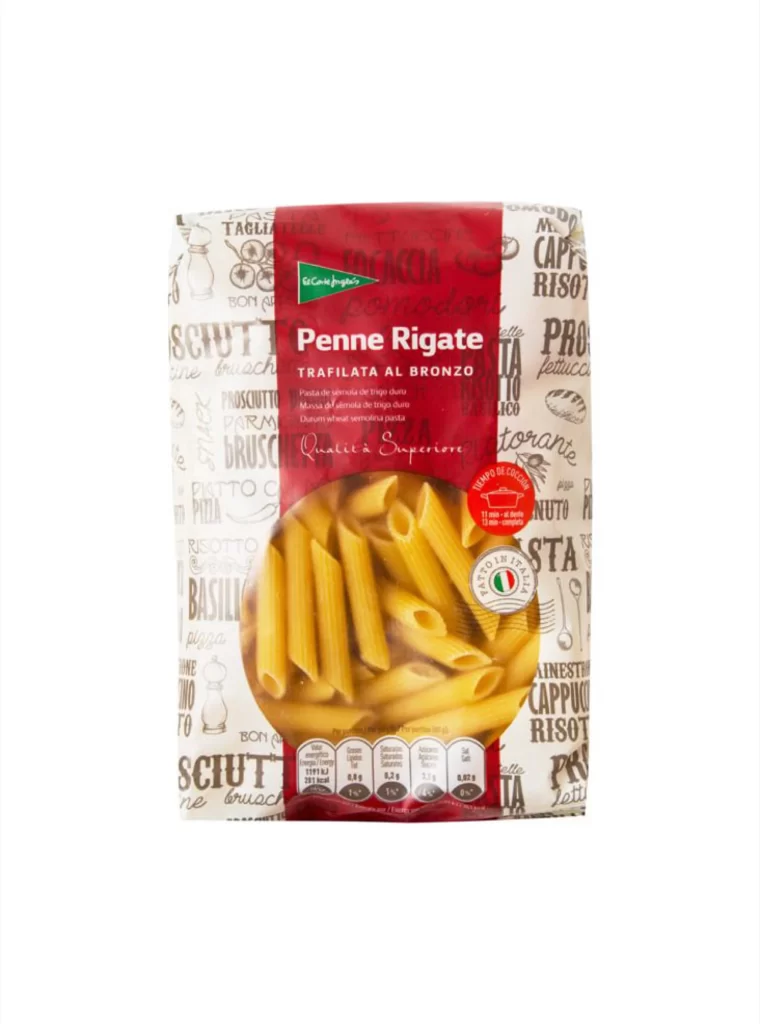 Penne Rigate El Corte Ingles Red White Modern Typography