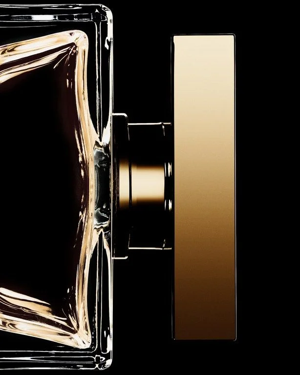 Perfume Bottle Clear Glass Gold Cap Elegant Design