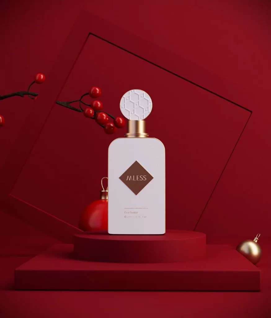 Perfume Bottle White Gold Elegant Minimalist Design