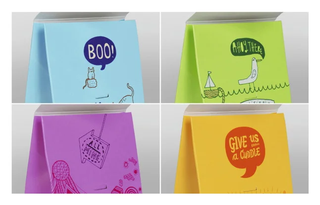 Pet food playful colorful whimsical illustrations