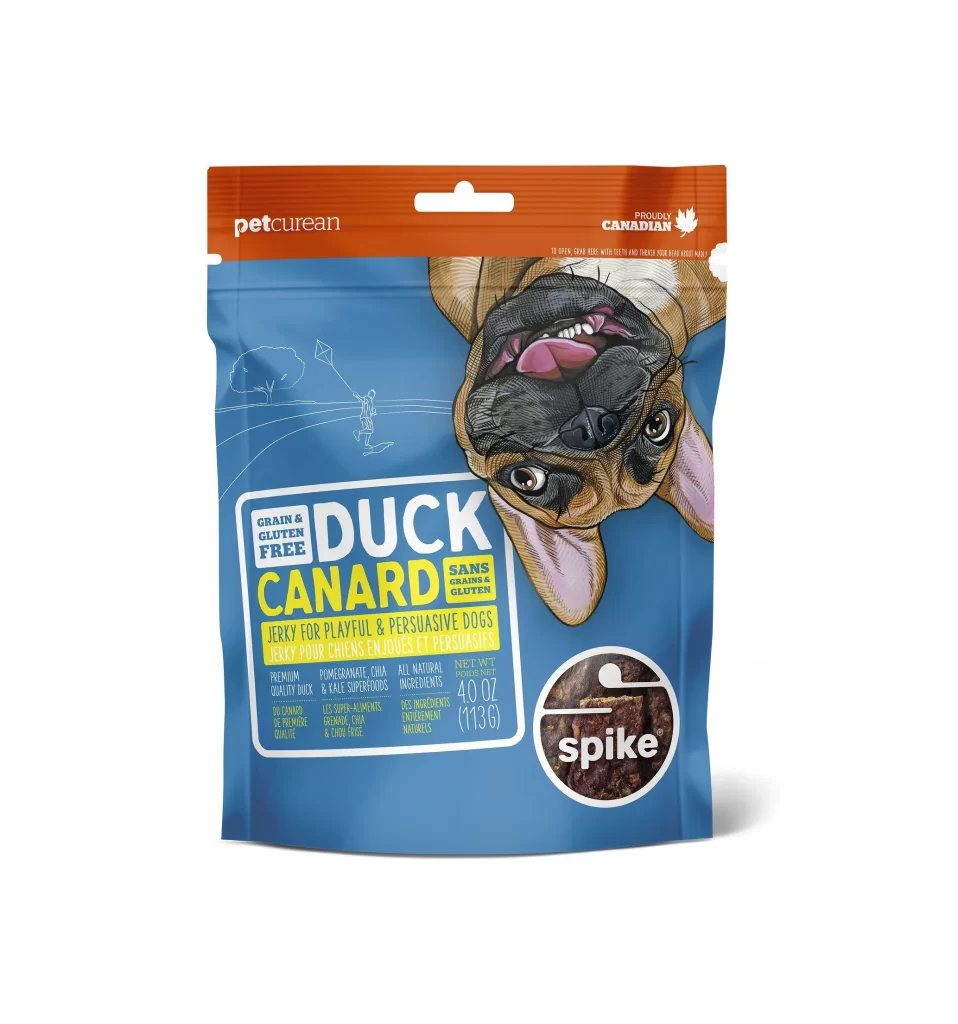 Petcurean Jerky Duck Blue Orange Illustration