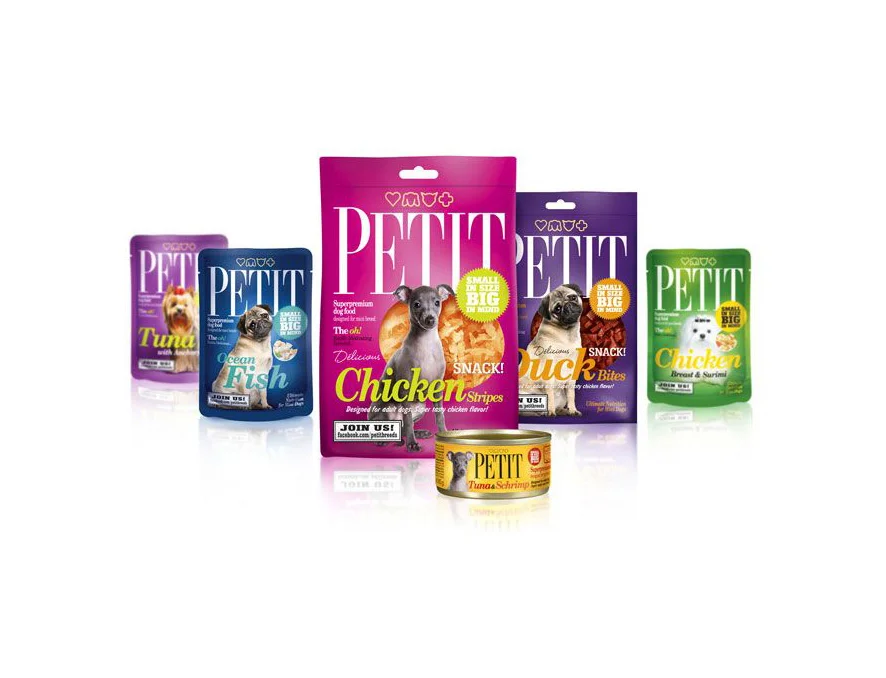 PETITT Dog Food Chicken Ocean Fish Tuna Snack Purple Blue Yellow Green
