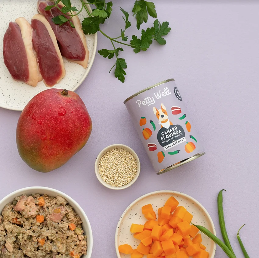 Petty Well Dog Food Duck Quinoa Natural Colorful Illustration