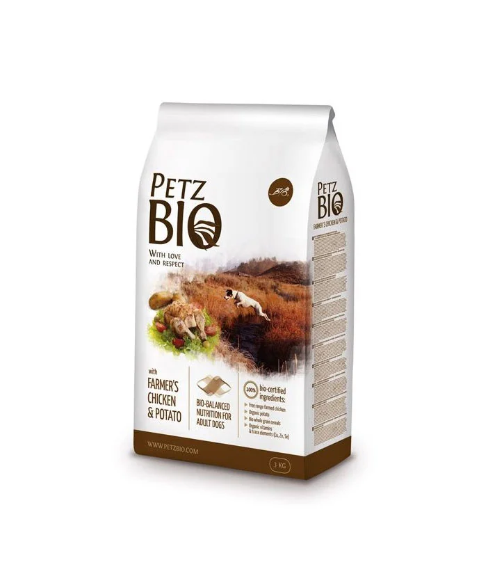 Petz Bio Dog Food Chicken Potato Brown Illustration