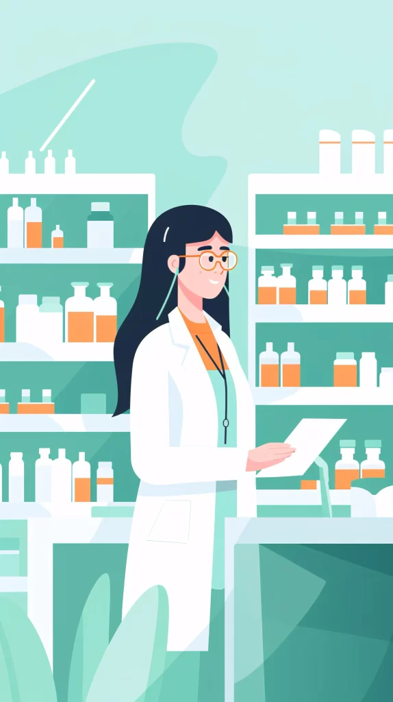 Pharmacist White Orange Flat Illustration Modern