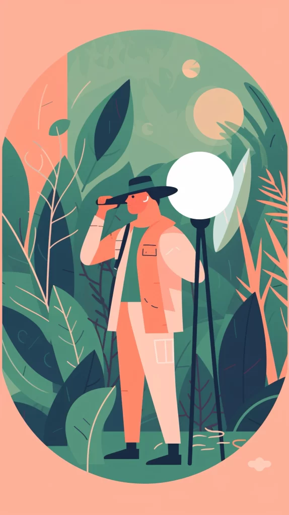 Photographer Green Orange Tripod Flat Illustration
