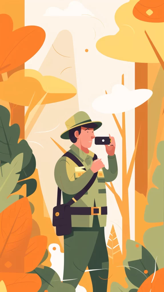Photographer Green Orange Nature Vector Illustration