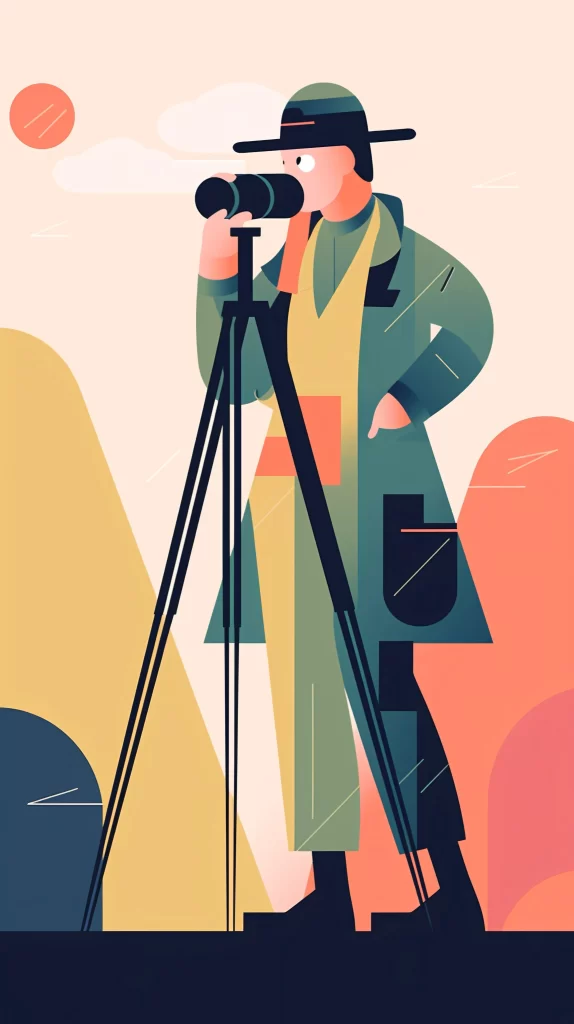 Photographer Green Yellow Black Tripod Camera Flat