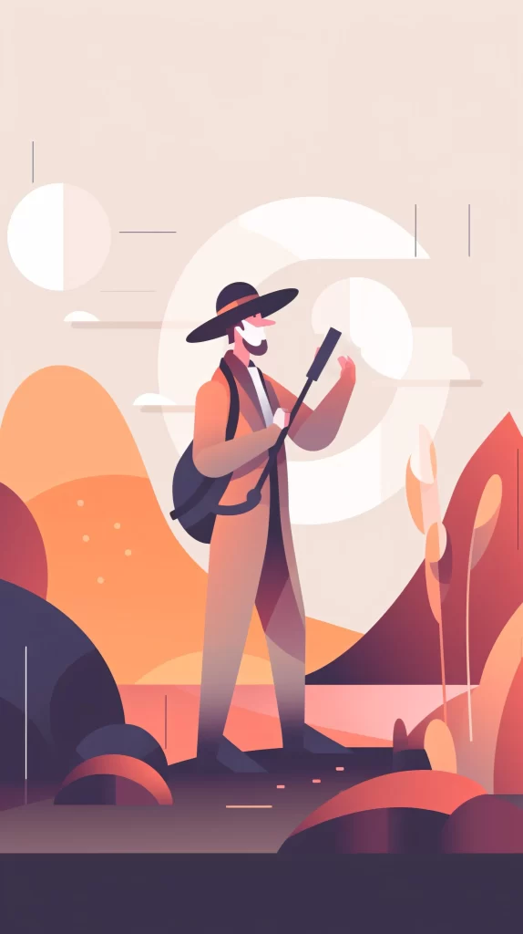 Photographer Orange Black Camera Flat Illustration Modern