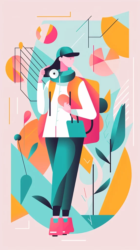 Photographer Pink Green Yellow Abstract Vector