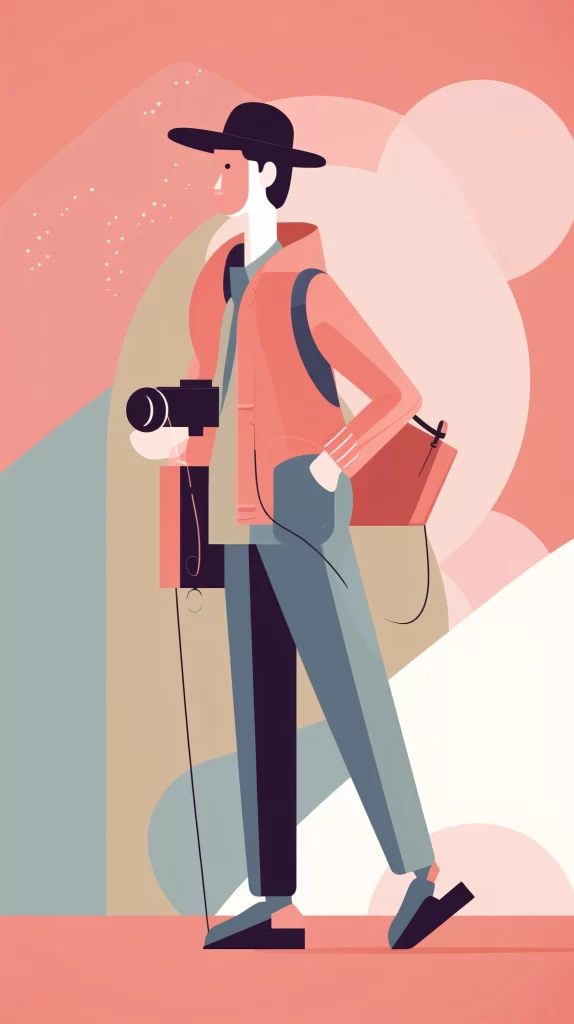 Photographer Red Black Camera Flat Illustration