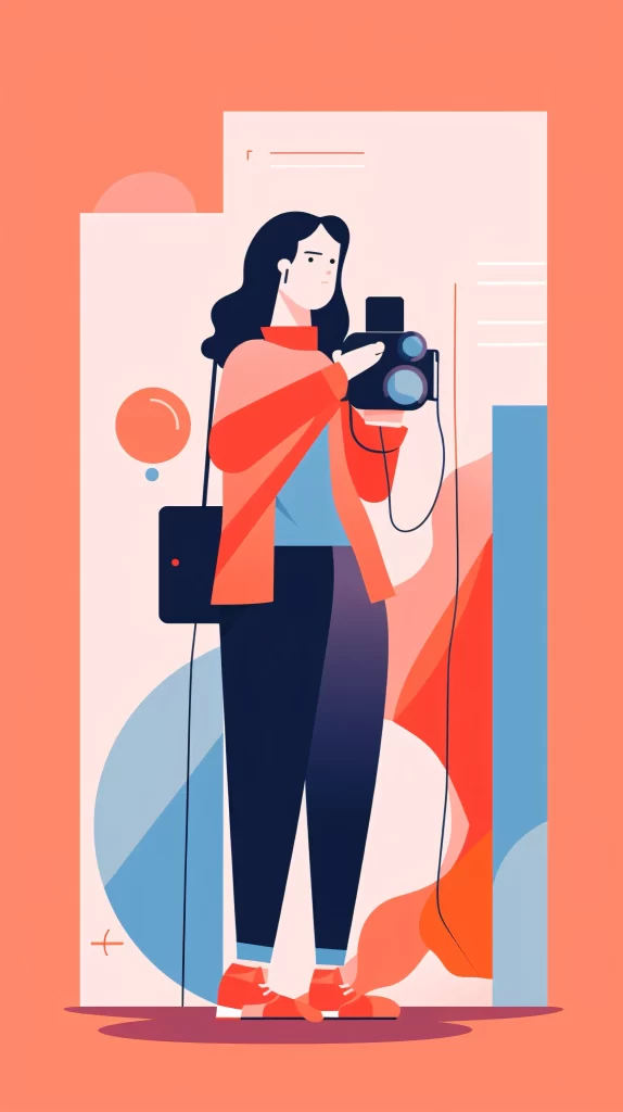 Photographer Red Blue Abstract Vector
