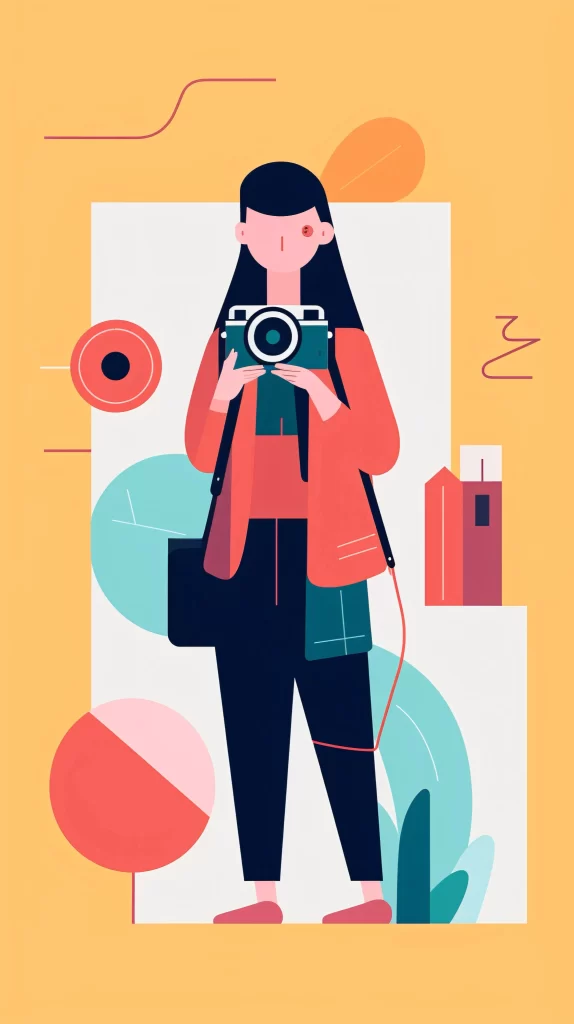 Photographer Red Camera Flat Illustration neutral Modern