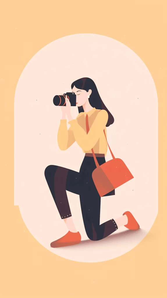 Photographer Yellow Black Red Flat Illustration