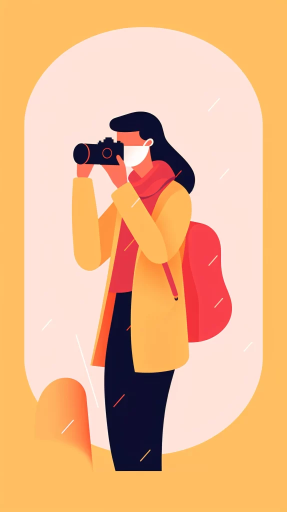 Photographer Yellow Red Black Flat Illustration