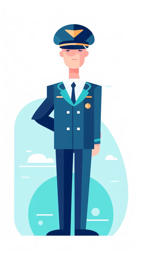 Pilot Blue Cap Uniform Flat Illustration Modern