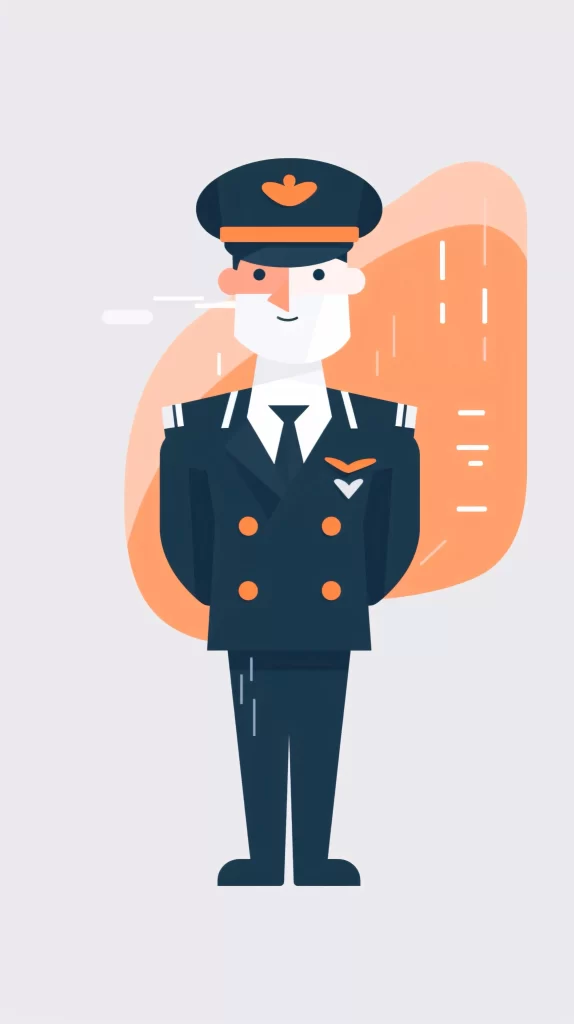 Pilot Navy Blue Cap Uniform Flat gray Illustration