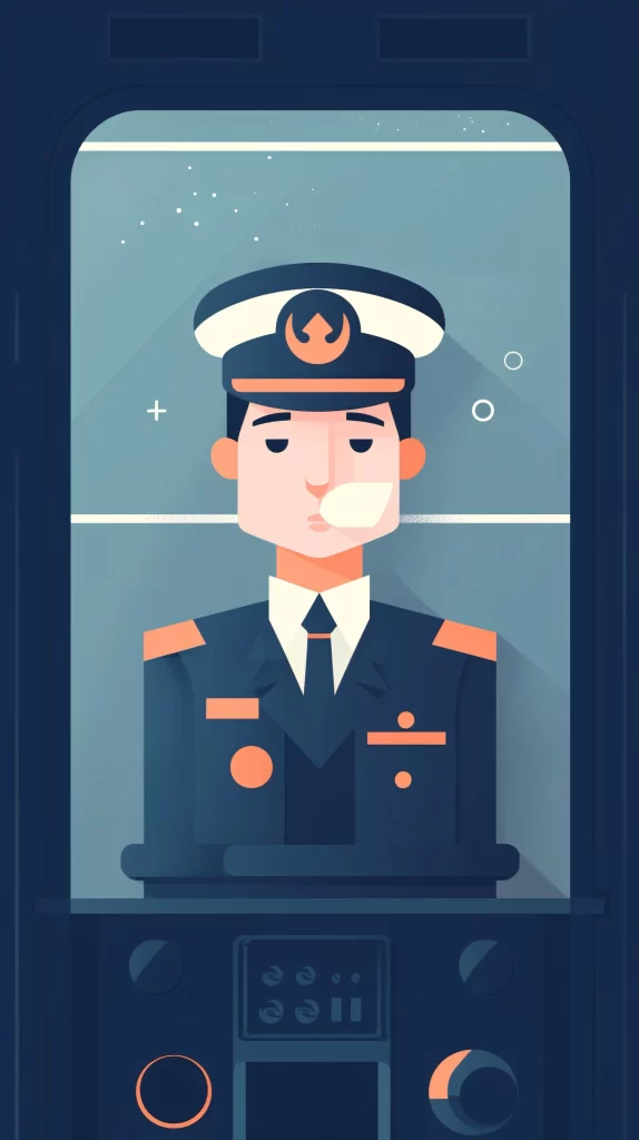 Pilot Navy Blue Orange Flat Illustration Modern